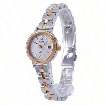 Orient Women's Elegant Dual-Tone Rose Gold Stainless Steel Watch, Small Dial Quartz Wristwatch With Calendar, Suitable For Daily Wear