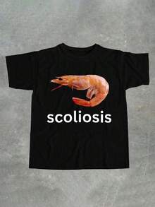 Graphic Tees Women Manfinity Dauomo Slogan Scoliosis Funny Internet Meme Pattern Print Men's Standard T-Shirt Men's Summer Casual 180g Pure Cotton T-Shirt Patterned Printed Short Sleeved Top T-Shirt - Black - View 8