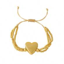 1pc Valentine's Day Creative Fashion Elegant Exquisite Gorgeous Light Luxury Copper Heart Pentagram Cross Multi-Layer Beaded Mixed-Color Braided Bracelet For Women Sisters Couples Delicate Jewelry Gift, Suitable For Summer Daily Dates Parties Holidays Gifting Vacation Wear Adjustable Size Wristband - Gold - View 8