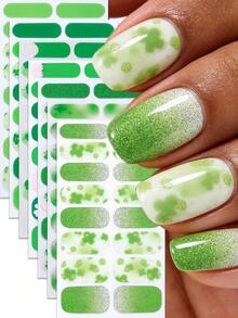 1pc St. Patrick's Day Nail Art Strip, Spring Green Nail Clovers Lucky Nail Wraps, Easy Application, Salon Quality, Nail Stickers For Women's Holiday Celebrations Nail Supplies Nails - Green - View 1