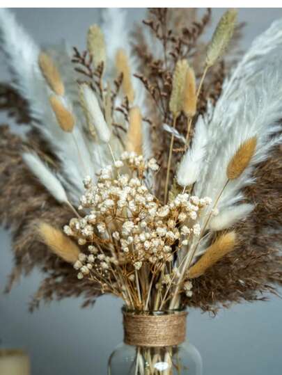 1 Bunch Pampas Grass Bouquet, Natural Plant Flower Bunch, For Vase Centerpiece, Wedding Decor, Bridal Bouquet, Home/Office Decoration, Party, Anniversary/Birthday Gift, Boho Style DIY Floral Arrangement