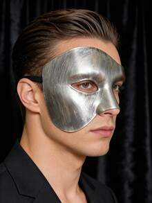 多色半脸面具 | 复古色调万圣节派对道具角色扮演表演面具（男士款） - 彩色 - 查看 2