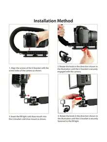 U/C Shape Portable Handheld DV Bracket Stabilizer For SLR Cameras And Home DV Camera, ABS Material, No Battery Required, Ideal For Video Recording And Broadcasting, Video Recording Equipment | U/C Shape Bracket | Durable Bracket, Video Camera - Black - View 9