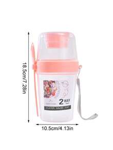 1pc Breakfast Salad Cup,Breakfast Food Container Jar,Creative Double-Layer Salad Cup,Portable Fruit & Vegetable Light Food With Fork Cover,Suitable For Yogurt,Oatmeal,Fruit,Slimming Fitness Diet Cup,Travel Water Cup,For Picnic Camping,Kitchen,School. - Multicolor - View 10