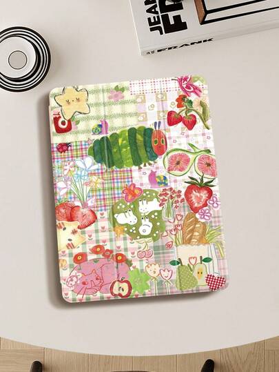 The Caterpillars On The Blanket Protective Case Compatible With IPad Air 4/5 10.9 Inch, IPad 7/8/9th 10.2 Inch, IPad 10th Generation,With Built-In Pencil Slot,Supports Automatic Sleep/Wake Lid,Compatible With Samsung Tab S6 10.4 Inch, Tab A9 11 Inch, Kindle Paperwhite 12th Gen 2024,Ins Glitter Style Case, Valentine's Day, New Year Gift