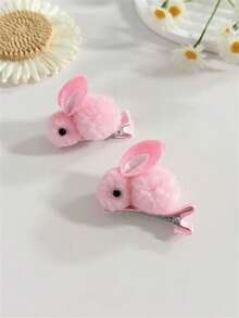 4pcs Easter Cute Animal Element Fluffy Faux Rabbit & Duck Clip Hair Accessories For Women, Available In White And Pink, Suitable For Bangs, Sides, Daily Wear, Claw Clips, Alligator Hair Clip, Hair Barrettes, Head Accessories, Hair Slide - Multicolor - View 6