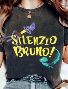 Luca Silenzio Bruno Characters Swimming T-Shirt Disneyland Family Matching Shirt Magic Kingdom Tee WDW Epcot Theme Park - 黑色 - 查看 1