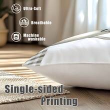 4pcs Simple Plaid & Floral Print Pillow Covers [Single-Sided Print], 17.7*17.7in(45*45cm)/19.69*19.69in(50*50cm)/15.75*15.75in(40*40cm), Spring Black & White Plaid White Floral Cushion Covers For Home, Sofa, Bedroom, Car Decor [Pillow Insert Not Included], Suitable For Daily Use, Home Decoration, Minimalist Style - Multicolor - View 4