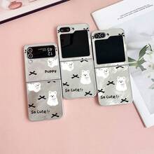 新款箔面纹理蝴蝶结小熊折叠手机壳，带链条，适用于三星 Galaxy Z Flip3 5G/Galaxy Z Flip 4 5G/Galaxy Z Flip 5 5G/Galaxy Z Flip 6 5G/Galaxy Z Flip 7 5G，可爱卡通可折叠屏幕保护膜 - 彩色 - 查看 2