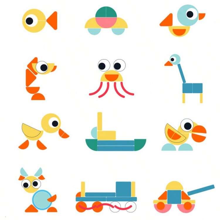 25pcs Double-Sided Geometric Tangram Puzzle, Creative Jigsaw Game To Improve Hand-Eye Coordination And Thinking Skills, Suitable For 3+ Years Old Desktop Puzzle Toy - Tangram Creative Puzzle - View 5