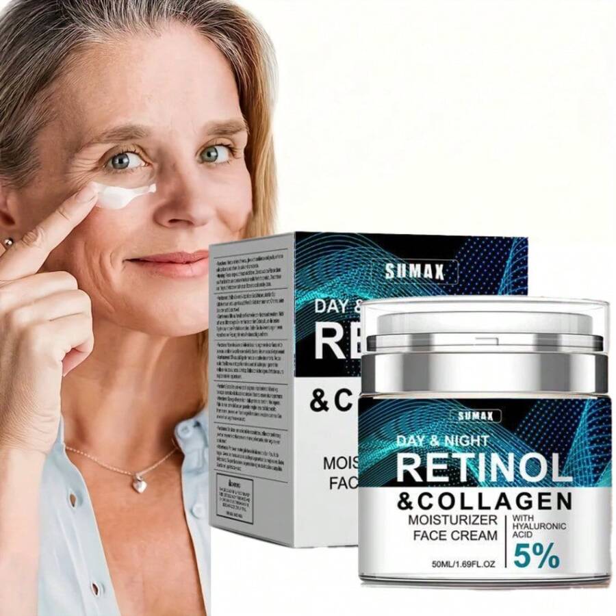 Face Moisturizer For Aging Skin: Wrinkle Cream For Older Women And Men 50 And 60 Plus With Retinol, Collagen And Hyaluronic Acid – Facial Moisturizer For Mature Skin, 1.7 Fl. Oz (Medium, Unscented)