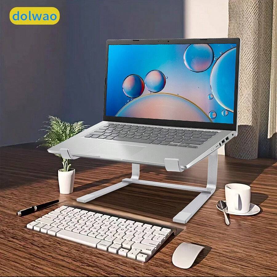 Dolwao 笔记本电脑支架桌铝合金笔记本电脑支架升降器带散热功能，便携式笔记本电脑升降器支架 - 銀色 - 查看 1