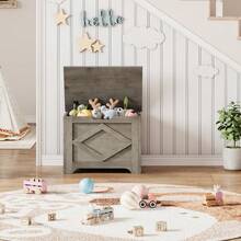 23.6 Storage Trunk With Lid, Large Toy Chest, Wooden Storage Bench With Safety Hinge, Lift-Top Seat With Hidden Storage, For Bedroom, Living Room, Entryway - Washed Ash - View 3