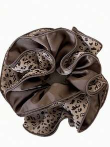 New Autumn Leopard Print Satin Scrunchie, Pleated Elegant Versatile Hair Tie - Multicolor - View 5