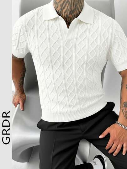  GRDR 男士夏季纯色针织短袖衬衫，适合日常办公、商务及晚宴等场合。