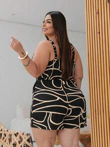 Plus Size Jumpsuit With Thick Straps - Comfortable And Stylish Casual Elegant Pocket Fashion Vacation - 黑色 - 查看 2