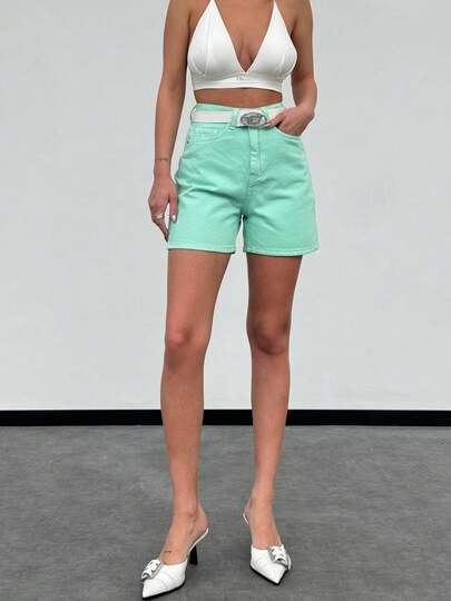 SQUALO Damen Sommer Lässige gerade und locker sitzende Jeans Shorts