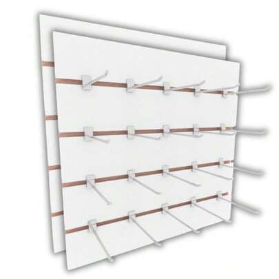 Painel canaletado + 20 ganchos 60x60 Branco mdf canelado