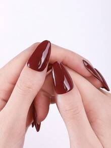 20Pcs Semi-Cured Gel Nail Stickers, Burgundy UV Gel Nail Stickers, Salon-Quality, Requires Use With UV Lamp Suitable For Women's Home DIY Nail Care. Nails Nail Supplies - Burgundy - View 3