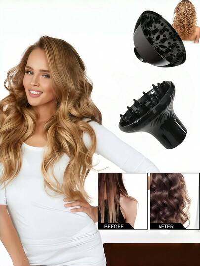 1 pieza Difusor para secador de pelo, Concentrador negro para secador de pelo que aumenta el volumen y riza, Herramienta profesional de peluquería para el estilismo, Compatible con múltiples modelos de secadores de pelo