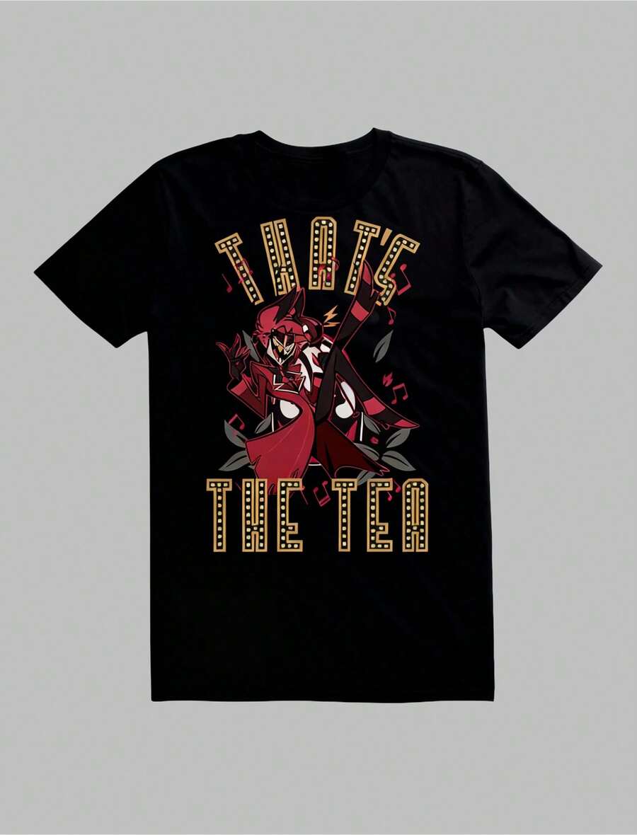 Hazbins Hotel Printing T-Shirt For Men Oversize Cotton Tees O Neck Short Sleeve Fashion  Casual T Shirt Gift Idea Clothing - màu đen - Xem 1