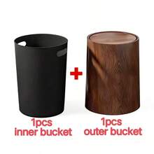 Small Trash Can With Lid - Mini Garbage Bin With Inner Bucket, Suitable For Kitchen, Office, Bedroom, Living Room, Christmas Gift, Cleaning Supplies - B - View 12