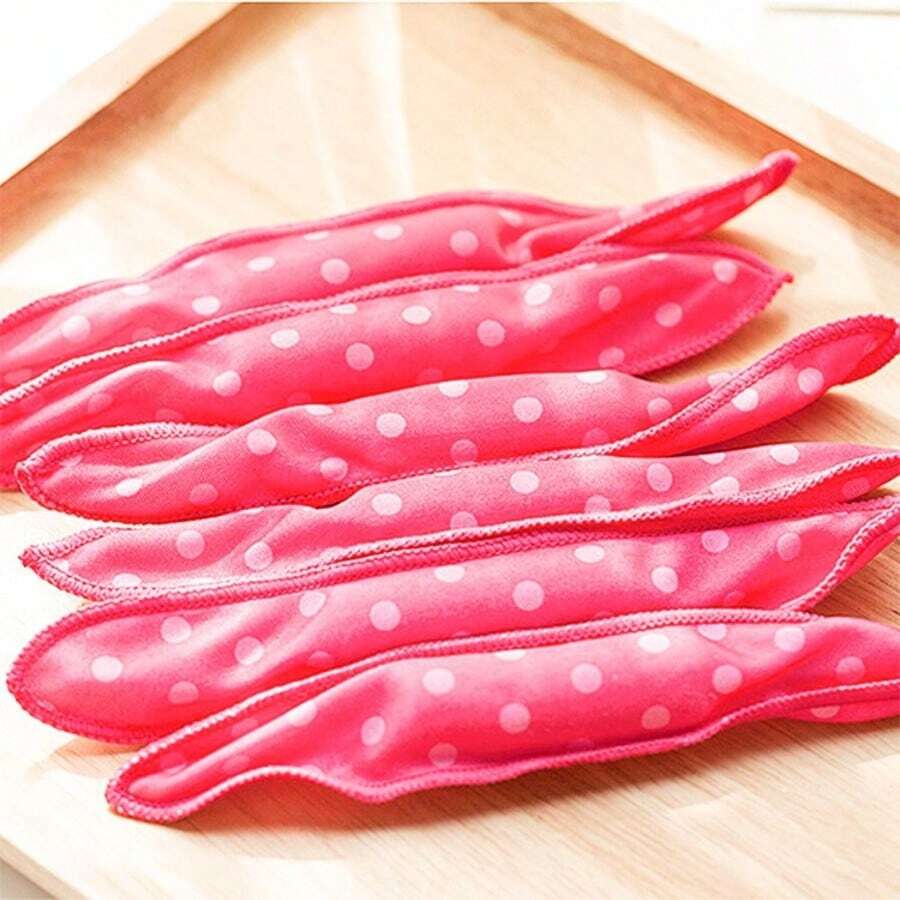 5 件装波点睡眠卷发棒，柔性非加热卷发棒，桃花造型卷发海绵，条状兔耳魔术卷发棒，睡眠泡沫卷发棒 - 彩色 - 查看 1