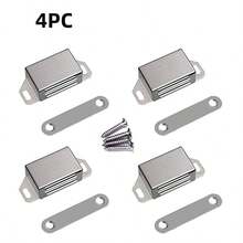 4PCS Stainless Steel Magnetic Door Catch Latch, Cabinet Magnets Hardware Set With Screws, Anti-Collision Kitchen Drawer Magnet Keeper, Wardrobe Clasp, Metal Cupboard Closure - B - View 7