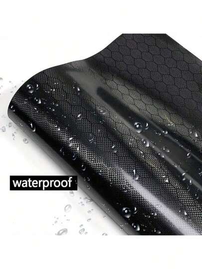 1片装汽车摩托车PET锻造钻石黑碳纤维膜黑色乙烯基车身贴膜全车个性化改色车贴仪表盘内饰后视镜改装自粘防水防刮透气车膜