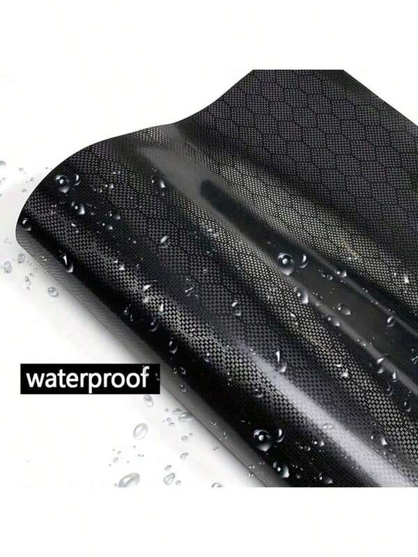 1片装汽车摩托车PET锻造钻石黑碳纤维膜黑色乙烯基车身贴膜全车个性化改色车贴仪表盘内饰后视镜改装自粘防水防刮透气车膜