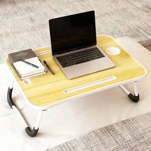 Ultra-Large Portable Laptop Bed Table-Multifunctional Tray Holder With Cup Holder Ideal For Eating, Reading, Writing, Sofa In Bed, Stable Floor, Durable, Foldable - 白楓色 - 查看 8