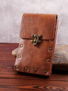 1个维京风格黑色PU皮革腰包，带金属扣 - 中世纪角色扮演节日腰包 - A - 查看 4