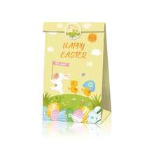 24pcs Easter Gift Bags - Kraft Paper Gift Bags With Rabbit, Eggs, Chick Patterns, Includes 18pcs Easter Element Stickers - Multicolor - View 10