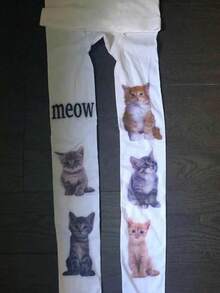 1双女士天鹅绒猫咪印花连裤袜，可爱迷人，猫咪爱好者必备，时尚性感，优雅美丽，舒适百搭，适合各种节日，尤其适合情人节、情侣约会、日常出行和通勤——多种尺码可选 - 彩色 - 查看 9