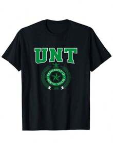 Men's T Shirts Official UNT Spirit Wear Men's Classic Fit Cotton T Shirt With University North Texas Emblem & Green Star Design Perfect For Campus Life & School Events Comfortable Crew Neck Tee In Black S XXXL Men's Casual Print Round Neck Short Sleeve T-Shirt Standard Fit T-Shirt For Men - Black - View 8