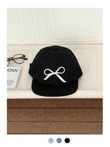 刺绣字母英文图案平沿宽檐棒球帽，适合春夏外出，戴在脸上显得小巧，嘻哈风格，防晒帽，滑板嬉皮风 - 彩色 - 查看 5