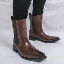 Giày bốt cao cổ bằng da chất lượng cao, giày bốt cao cổ nhẹ, giày bốt Chelsea da thời trang đường phố dành cho nam giới. - màu nâu - Xem 3