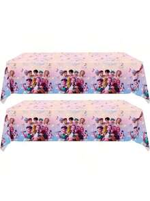 1件装韩流女团主题派对桌布，生日派对装饰，一次性PE桌布，适合韩流粉丝派对装饰 - 彩色 - 查看 4