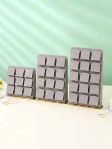 9-Grid Velvet Necklace Display Stand, Luxury Gold Base Jewelry Organizer, Jewelry Store Display Prop - Grey - View 6