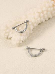 1 Pair Women's Stainless Steel Limitless Twist Screw Ear Cuff Earrings, Punk Infinity Piercing Everyday Accessory - Silver - View 3