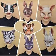 Animal Print Masks, Party Makeup Masquerade Photo Props, Animal Half Face Masks, Makeup Masquerade Carnival Party Cosplay Props, Half Face Animal Tiger, Lion Masks - Animal Masks - View 5