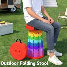 Portable Rainbow Folding Stool - Foldable Outdoor/Travel Chair For Camping, Train, Home Use - Durable PP Material - Multicolor - View 1