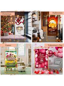 71"X31.5"X20" Adjustable Wedding Welcome Sign Stand With 2 Leather Straps, Gold Display Easel, Customizable For Baby, Bride, Valentine's Day - Gold and White - View 7