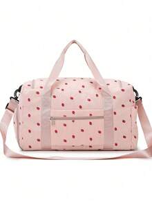 1pc Strawberry Pattern Corduroy Material Travel Luggage Bag[US-Based Shipping] Large Capacity Clothes Storage, With Separated Shoe Compartment And Wet/Dry Pouch, Detachable Adjustable Shoulder Strap, Suitable For Travel, Swimming, Sports & Fitness Back To School Supplies Bag For School School Accessories School Stuff,New Large Capacity Multi-Function Travel Bag, Cow Print, Zebra Print, Letter, Leopard Print, Unisex, Student, Fashion Casual Bag, Couple Travel Bag, Valentine's Day Gift, Waterproof Fabric, Travel Backpack, Summer, Carry-On Bag, Overnight Bag, Luggage Bag, Wet & Dry Separation, Durable, With Shoe Compartment, Easy To Fold, Expandable, Multi-Functional, Zipper, Business Trip, Travel Vacation, Backpack, Back To School,For Travel For Business For Vacation Holiday Portable Multifunction Travel Duffel Bag Weekender Bags,Holographic Duffel Bag Y2K Futurist Traveling Bag Minimalist Beach Bag For Summer Travel Essentials For Holiday Summer Accessories - Nhiều màu - Xem 8