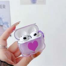 Purple Ombre Heart Background Protective Case Compatible With Apple Wireless Charging Case, Scratch-Resistant And Shockproof - Lilac Purple - View 5