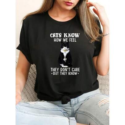 Women Cat Letter Pr…