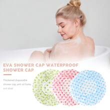 Waterproof Women's Shower Caps With Lightweight And Elastic Material Suitable For Hotel Travel - 綠色小圓點 - 查看 3