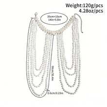 1pc Women's Multi-Layer Faux Pearl Sexy Shoulder Chain, Suitable For Party And Gathering Occasions - White - View 7