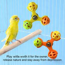 1个鹦鹉旋转铃铛玩具，360度旋转，智能减压，鸟笼配件玩具，发出清脆悦耳的声音 - 彩色 - 查看 4