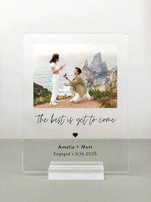 1 Set Customized Engagement Gift, Newlywed Engagement Couple Gift, Engagement Plaque, Personalized Gift, Valentine's Day, Customizable Photo Printed Plaque With Custom Information, Personalized Acrylic Photo Frame, Customizable Photo Decor - Multicolor - View 7